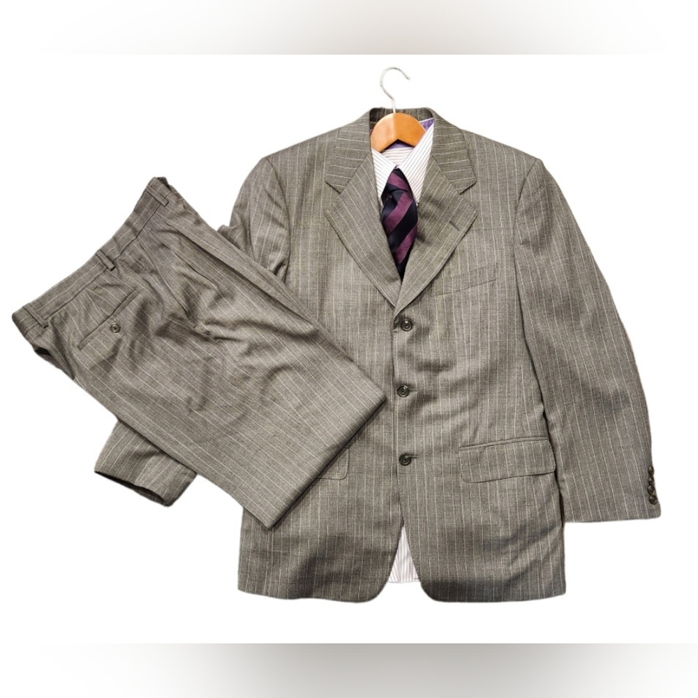 Vintage Harry Rosen Men's Gray Pin Stripe Suit